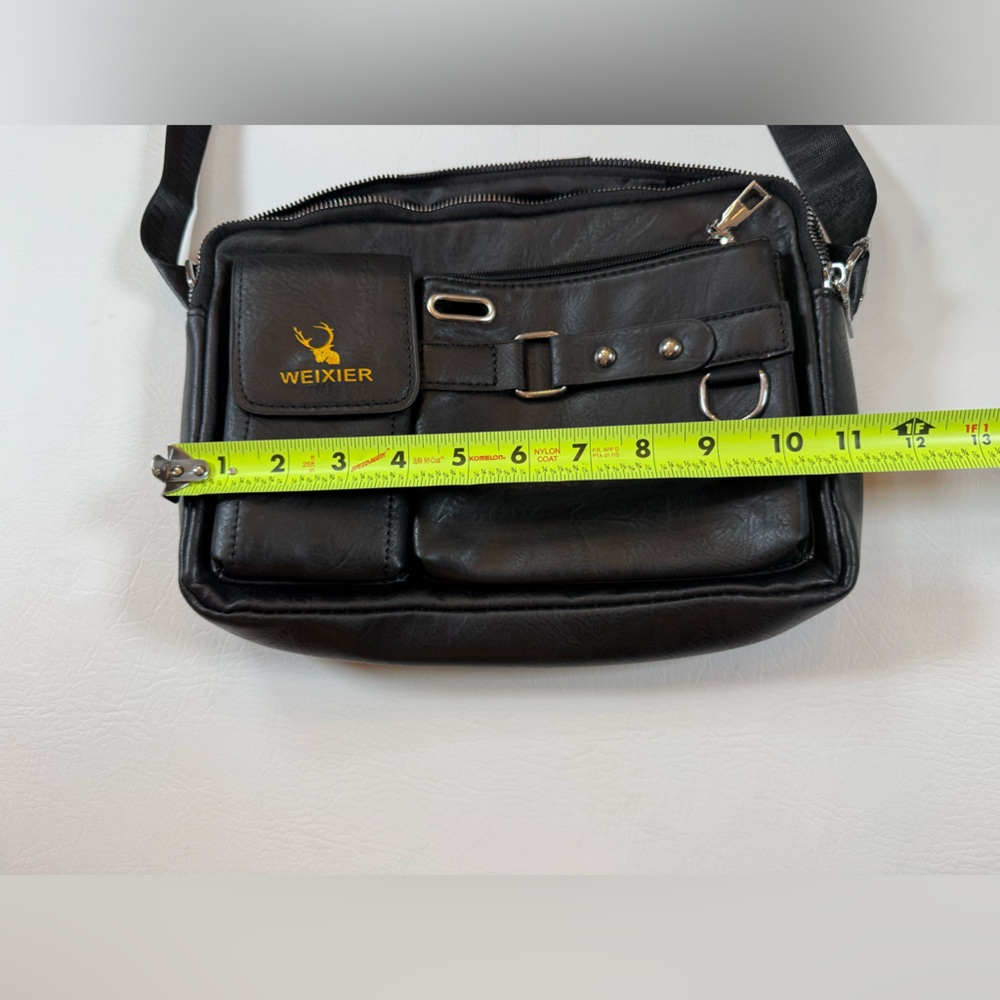 Weixier Mens Crossbody/ Shoulder Bag P U Leather Blk NWOT Spacious - Picture 5 of 6